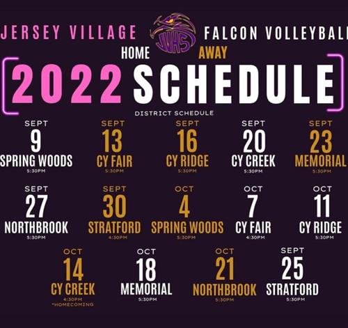 2022 jersey village Falcon volleyball schedule